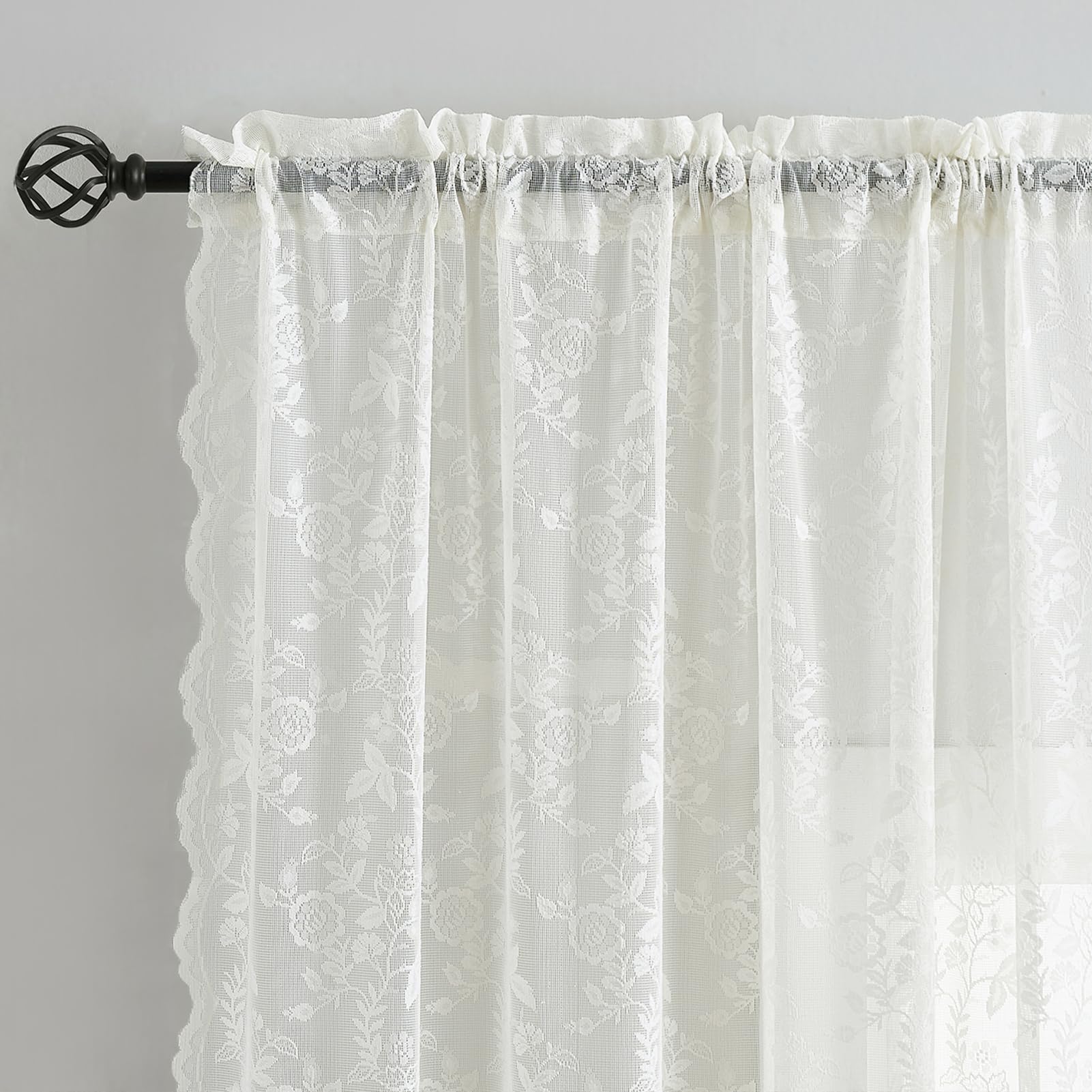 FineCity ivory lace curtains demonstrate light-filtering softness in a room