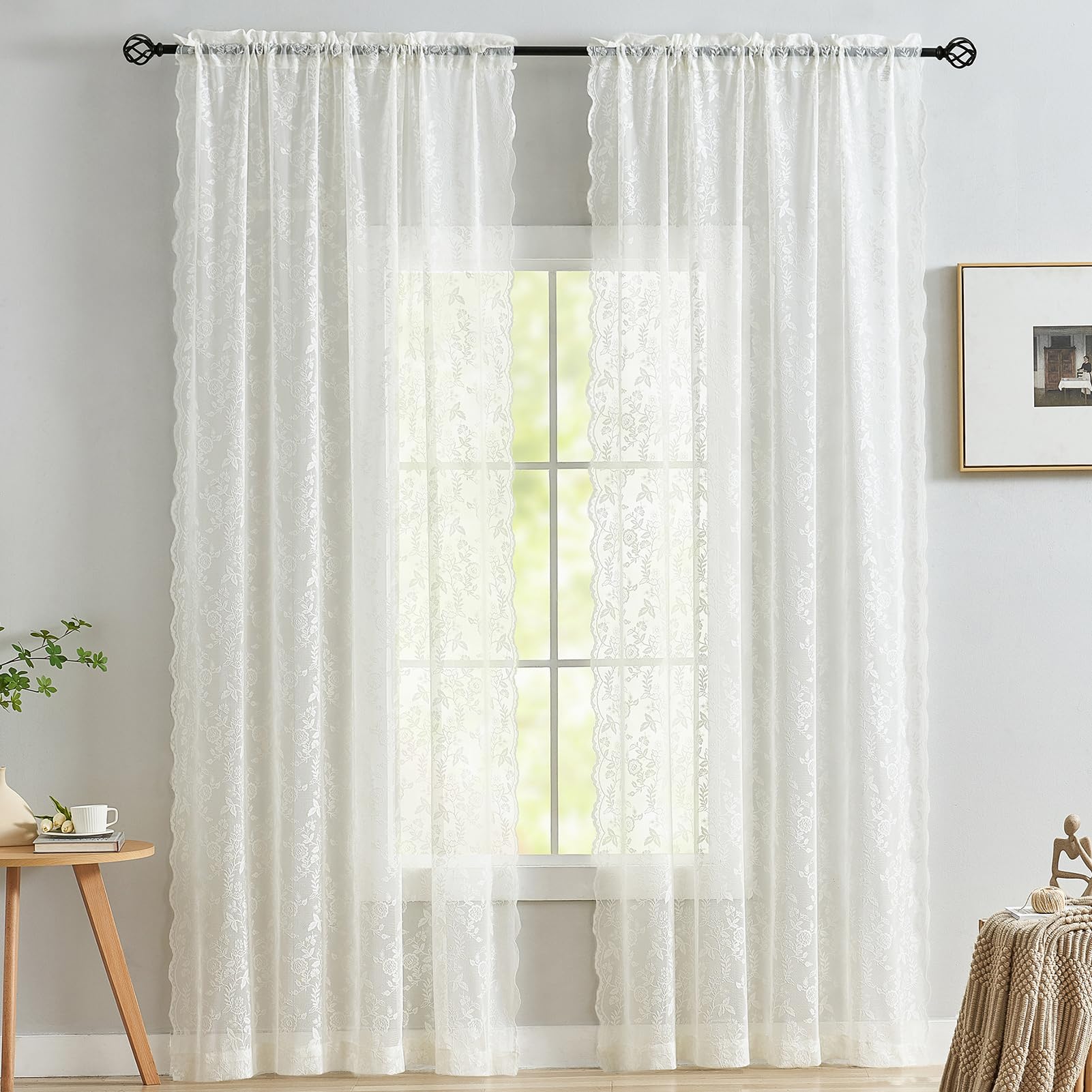 FineCity ivory lace curtains offer gentle privacy with soft daylight
