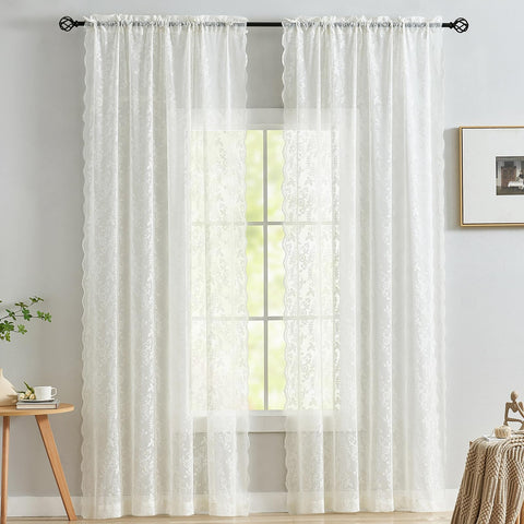 FineCity ivory lace curtains offer gentle privacy with soft daylight