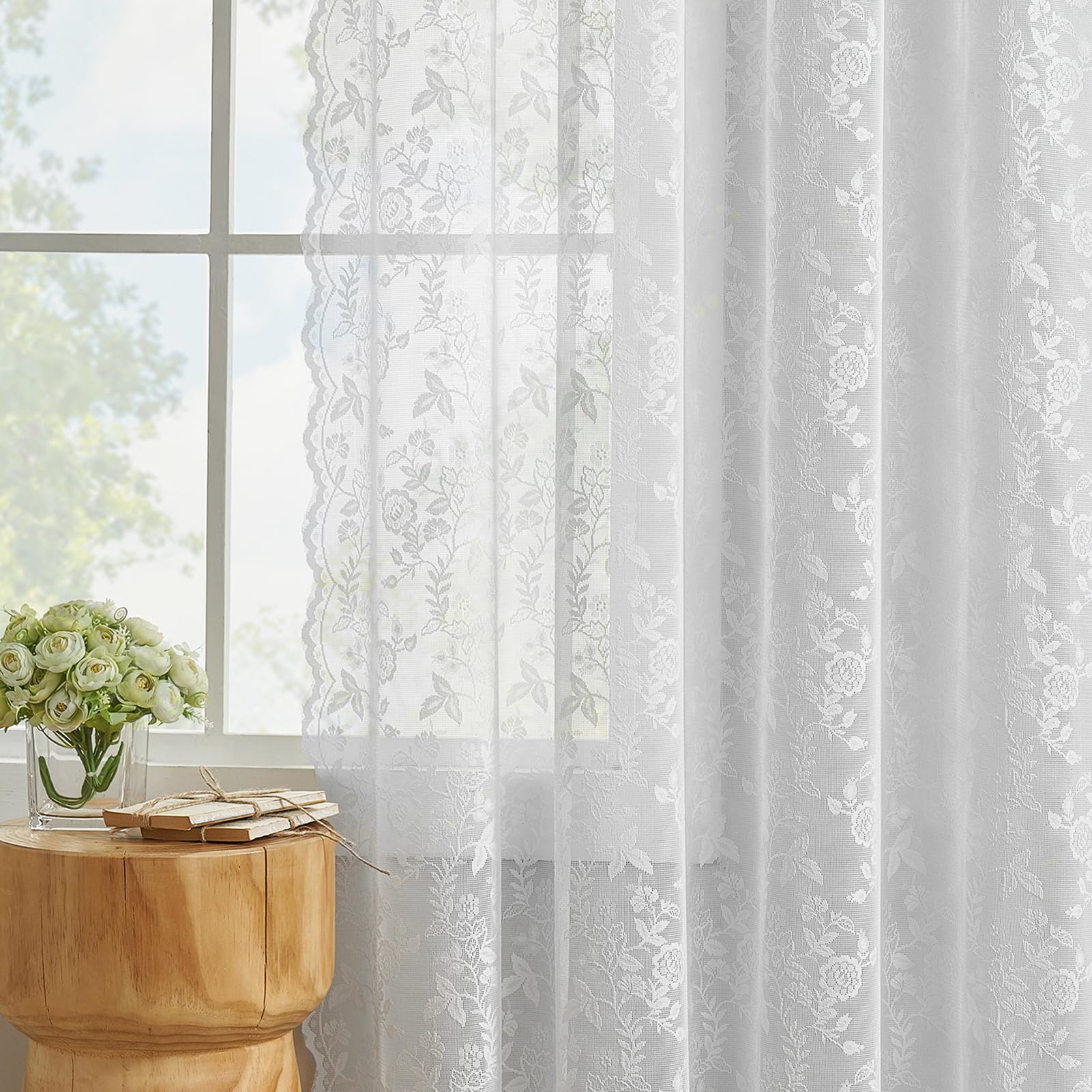 FINECITY delicate scalloped lace edge enhances romantic decor