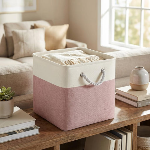 FinishingBo foldable cube bin stored flat to save space