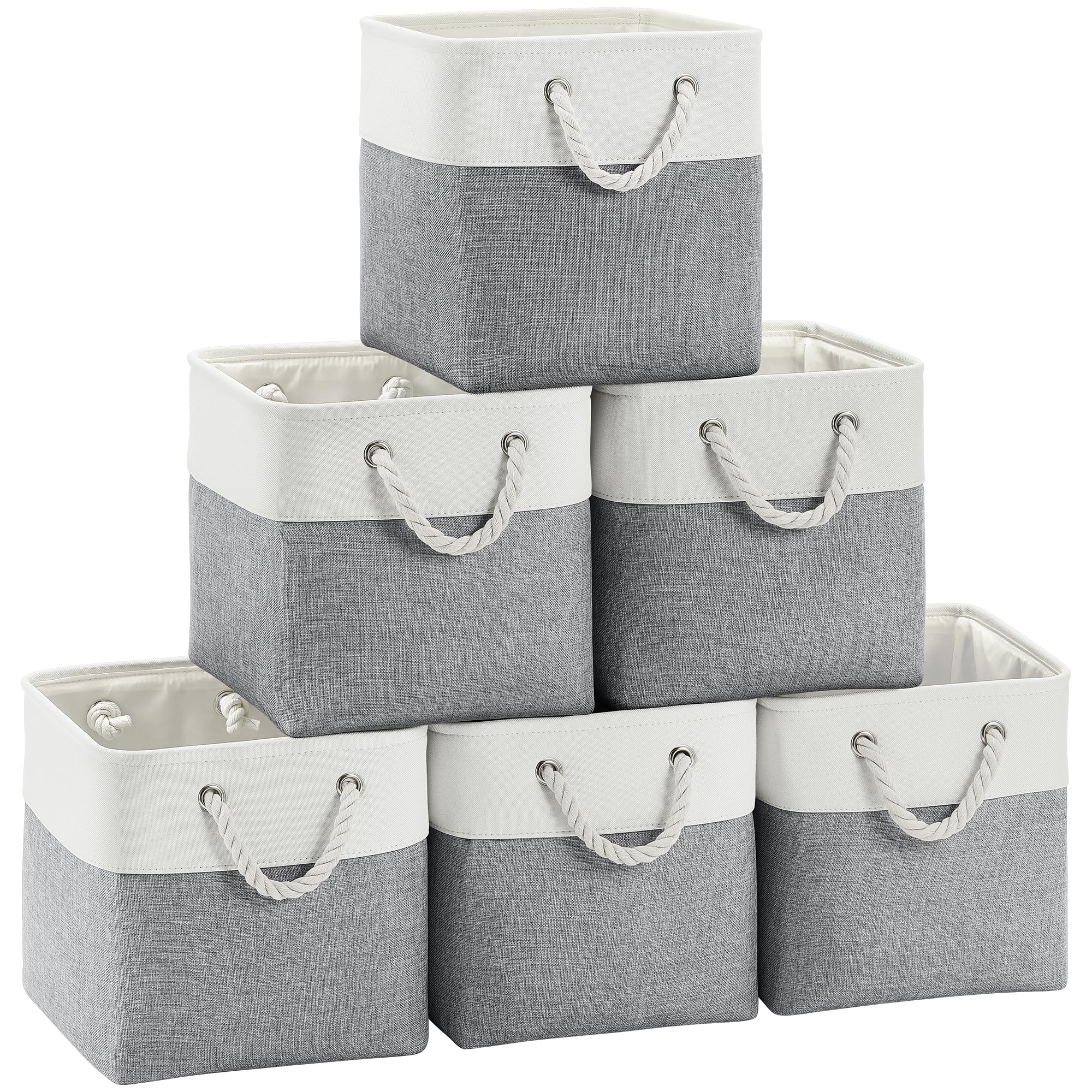 FinishingBo fabric cube front view showing linen texture and sturdy handles for easy access