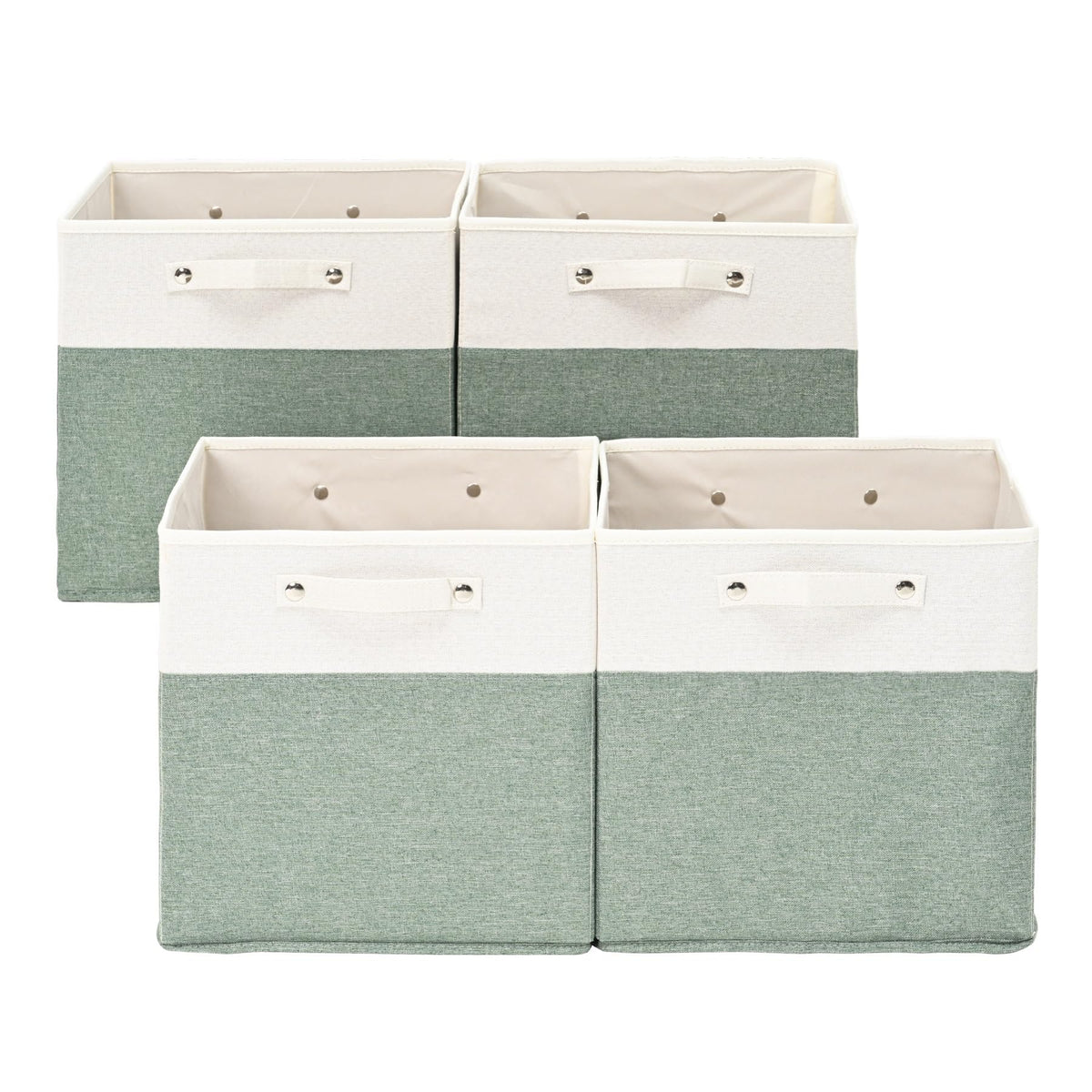 FinishingBo fine linen storage bin closed with handles for shelf organization.