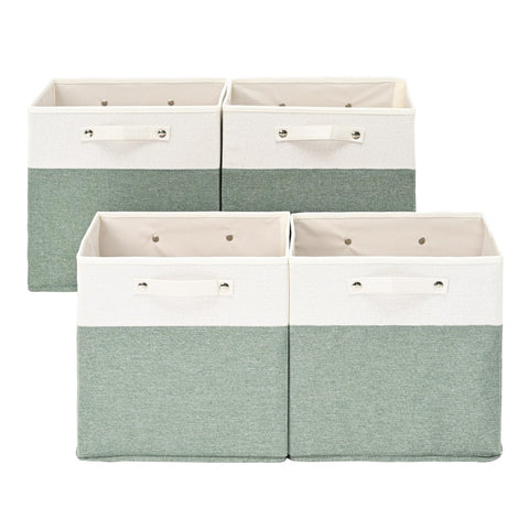 FinishingBo fine linen storage bin closed with handles for shelf organization.