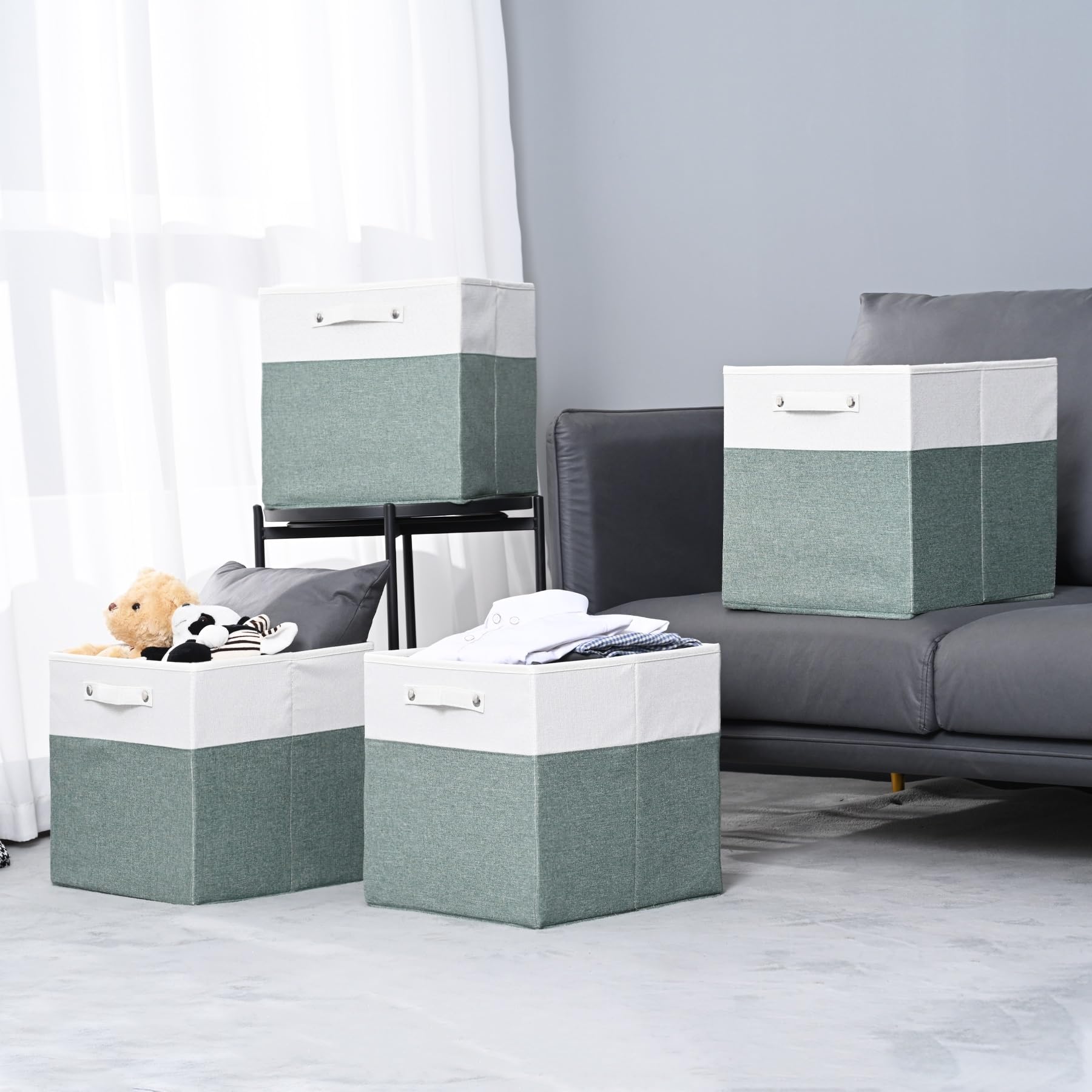 FinishingBo minimalist white linen bin with clean interior lining.