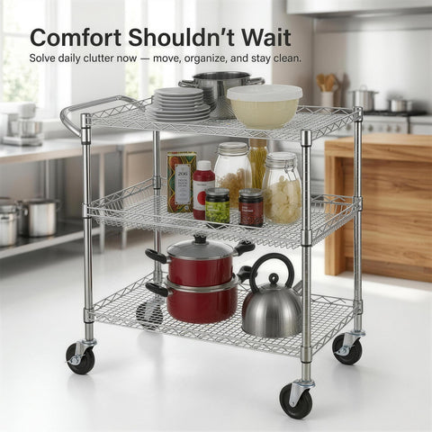 Finnhomy 3-tier cart dimensions 30x18x32 inches fit in tight spaces.