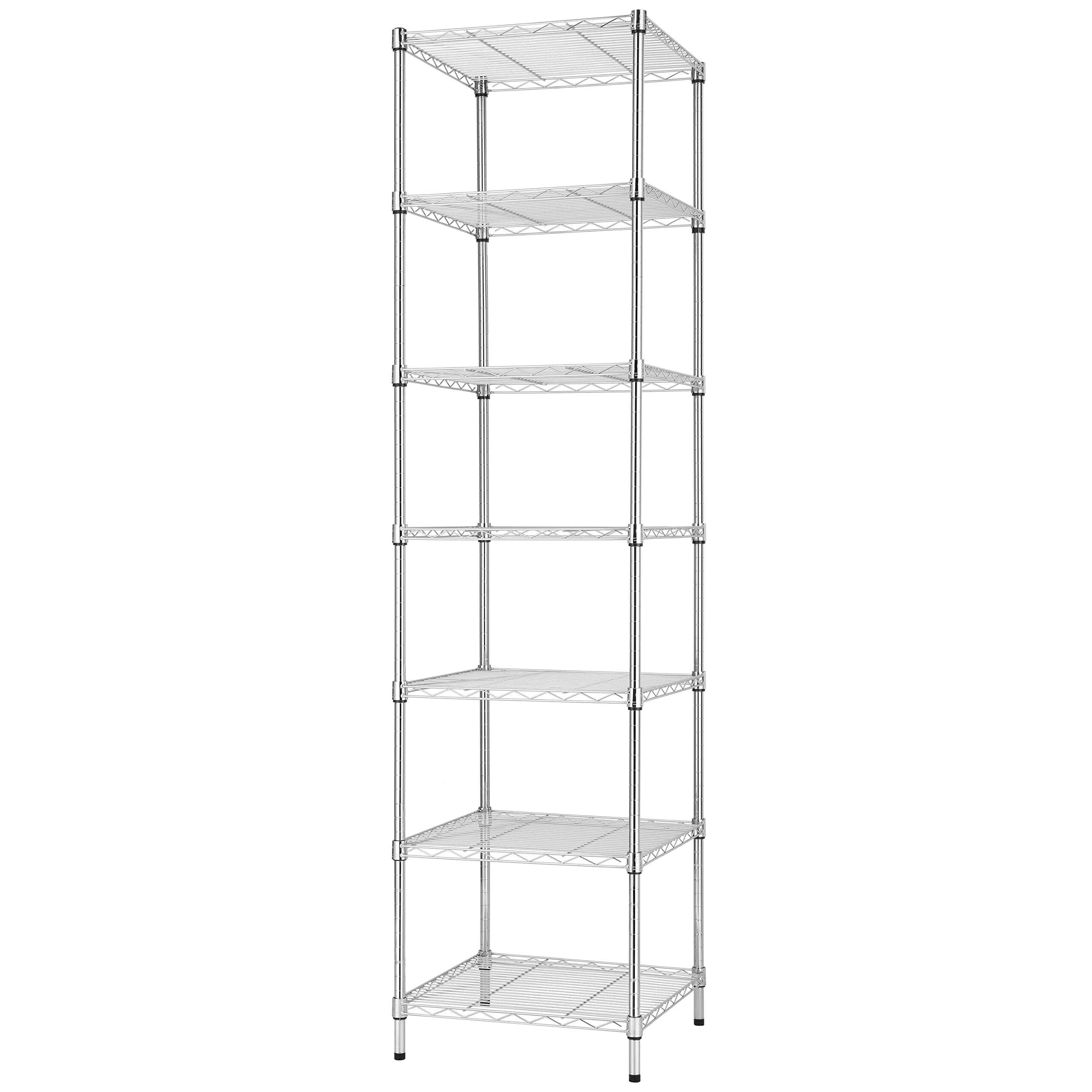 Finnhomy heavy-duty seven-tier chrome shelving for versatile storage.