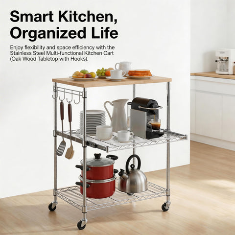 Finnhomy heavy-duty wheels enable smooth movement around the kitchen.