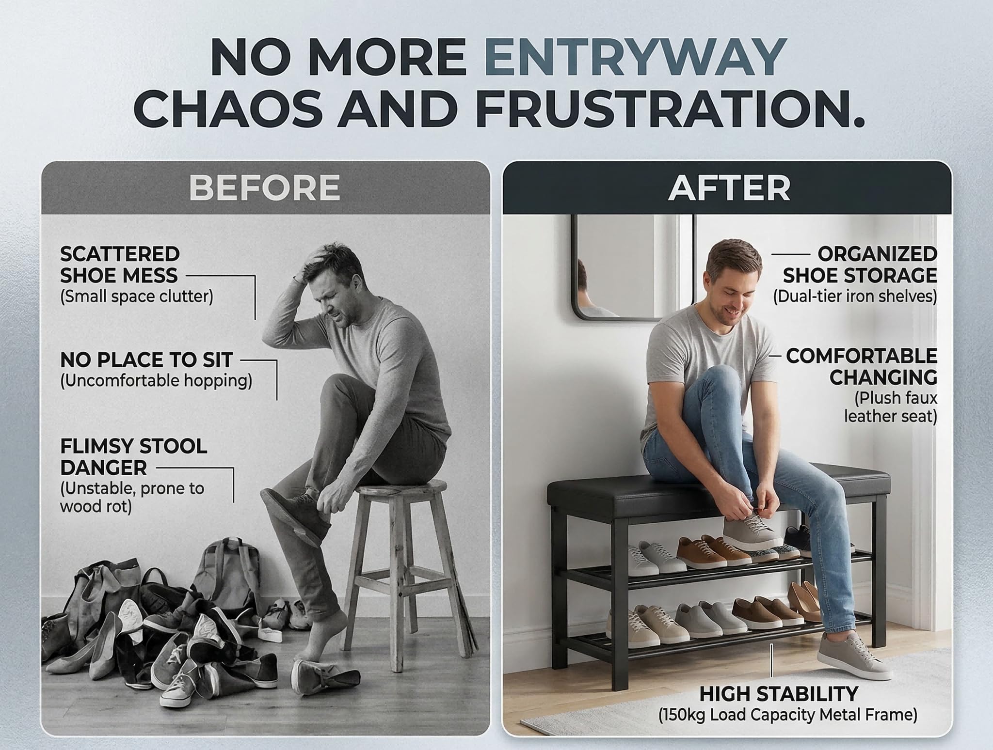 Finnhomy rust- and scratch-resistant bench design stays durable over time.