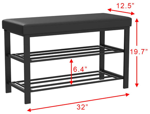 Finnhomy shoe bench with two shelves keeps footwear organized and accessible.