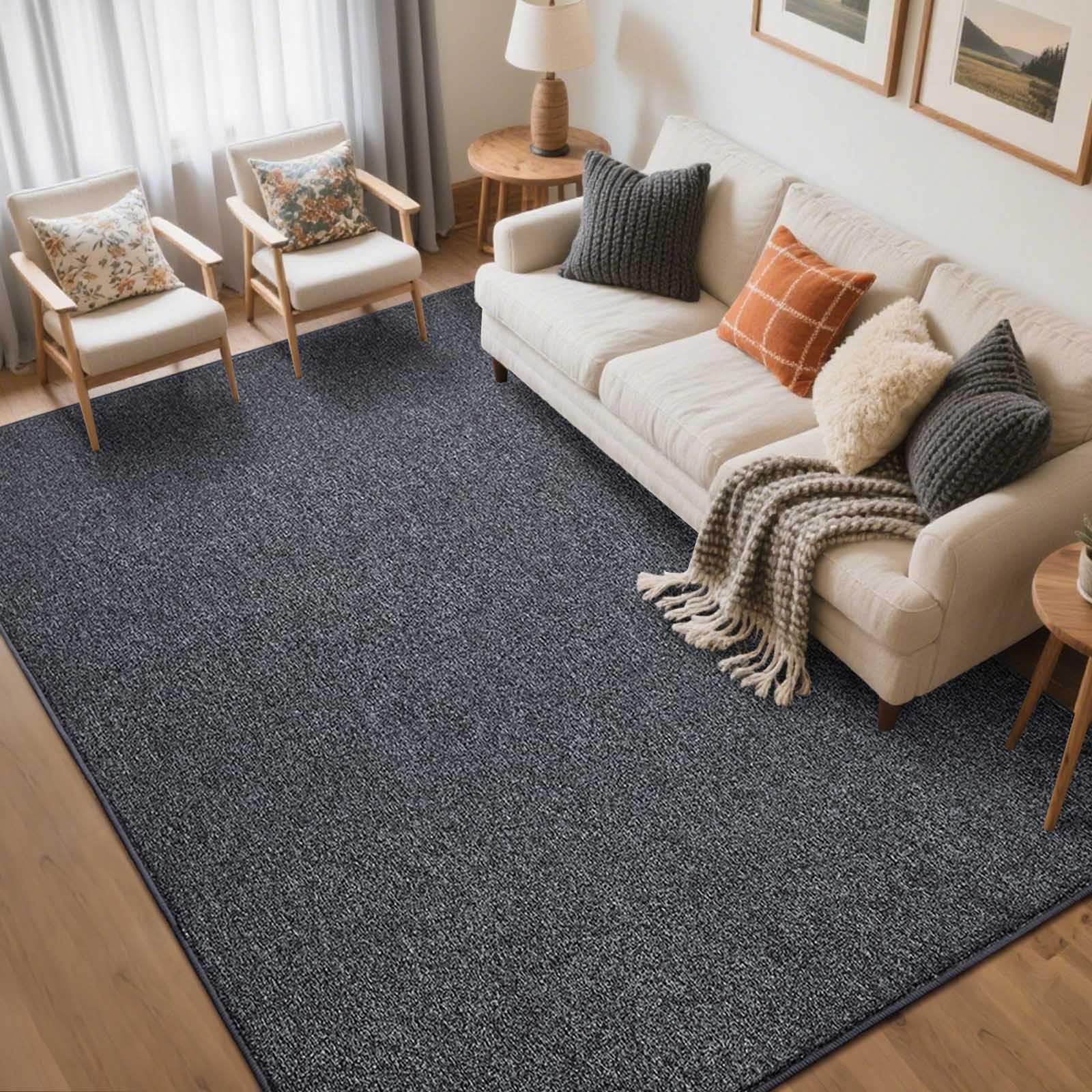 FinRèc 5x7 grey washable rug adds soft comfort for bedrooms and living rooms.