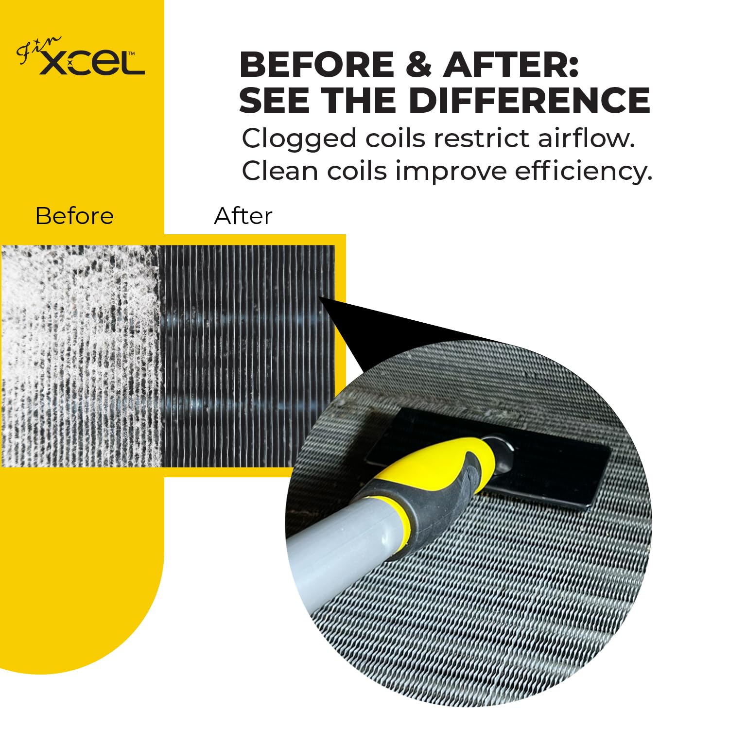 FinXCEL ACME pole-compatible brush reaches tight HVAC spaces safely.
