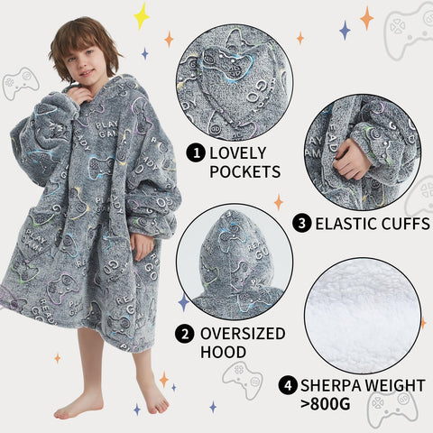 Fiosnow wearable blanket hoodie with pockets keeps hands warm and items close.