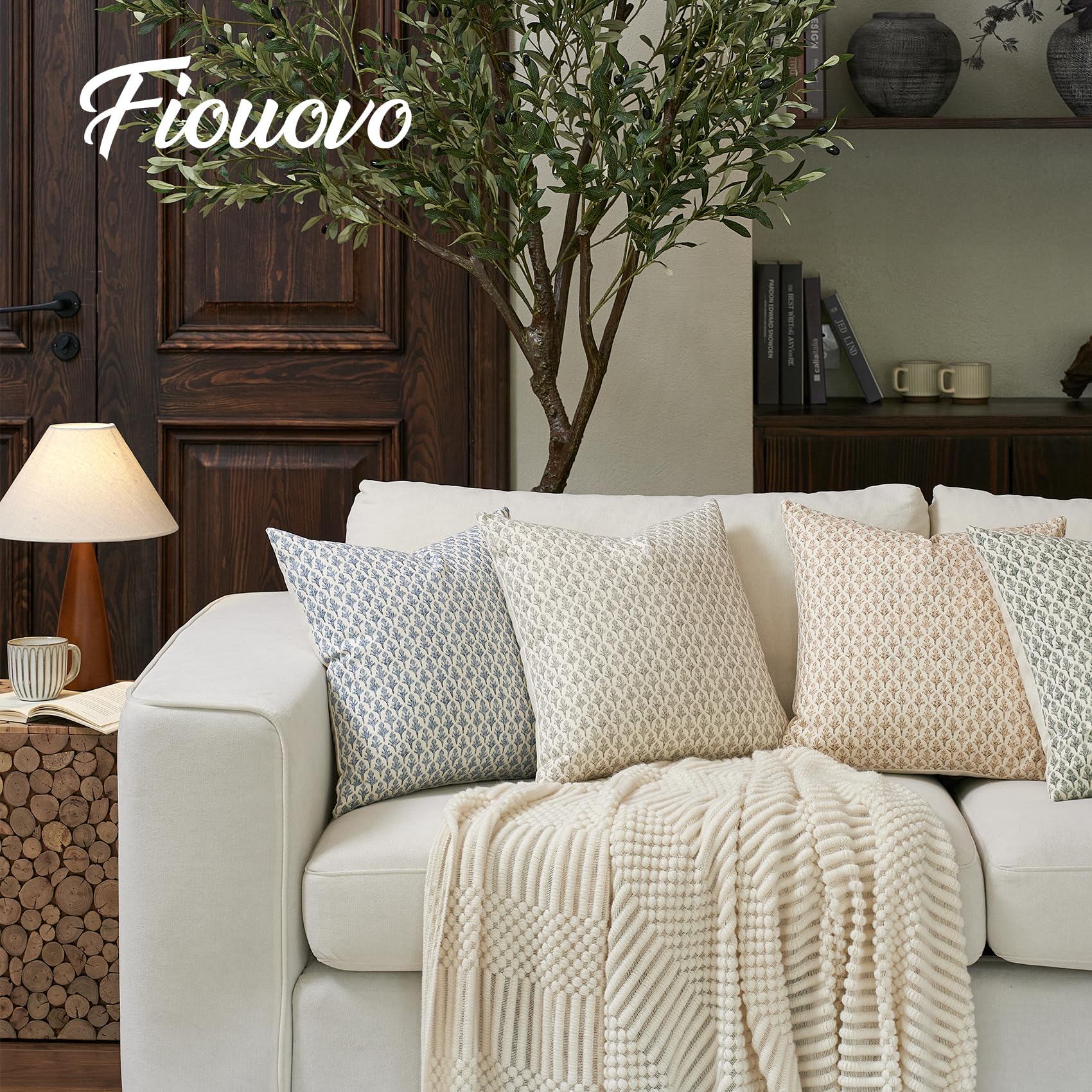 FIOUOVO farmhouse decor pillow cover brings warm, inviting mood.