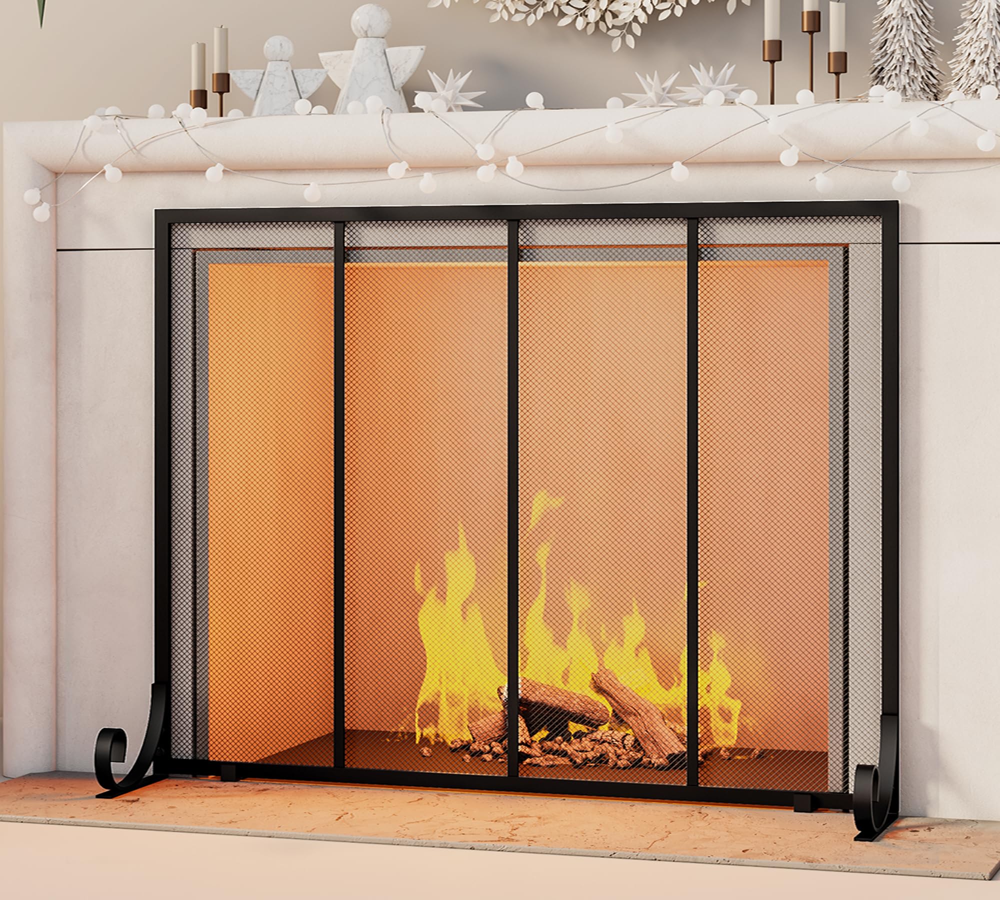 Fire Beauty flat panel fireplace screen side view emphasizes unobtrusive profile and safety.