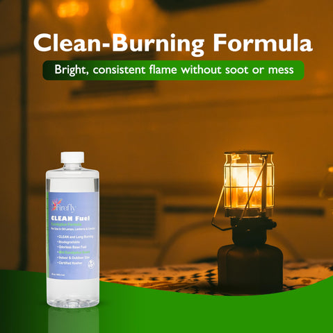 Firefly Fuel Eucalyptus lamp oil bottle label confirms Kosher-certified quality and usage guidance