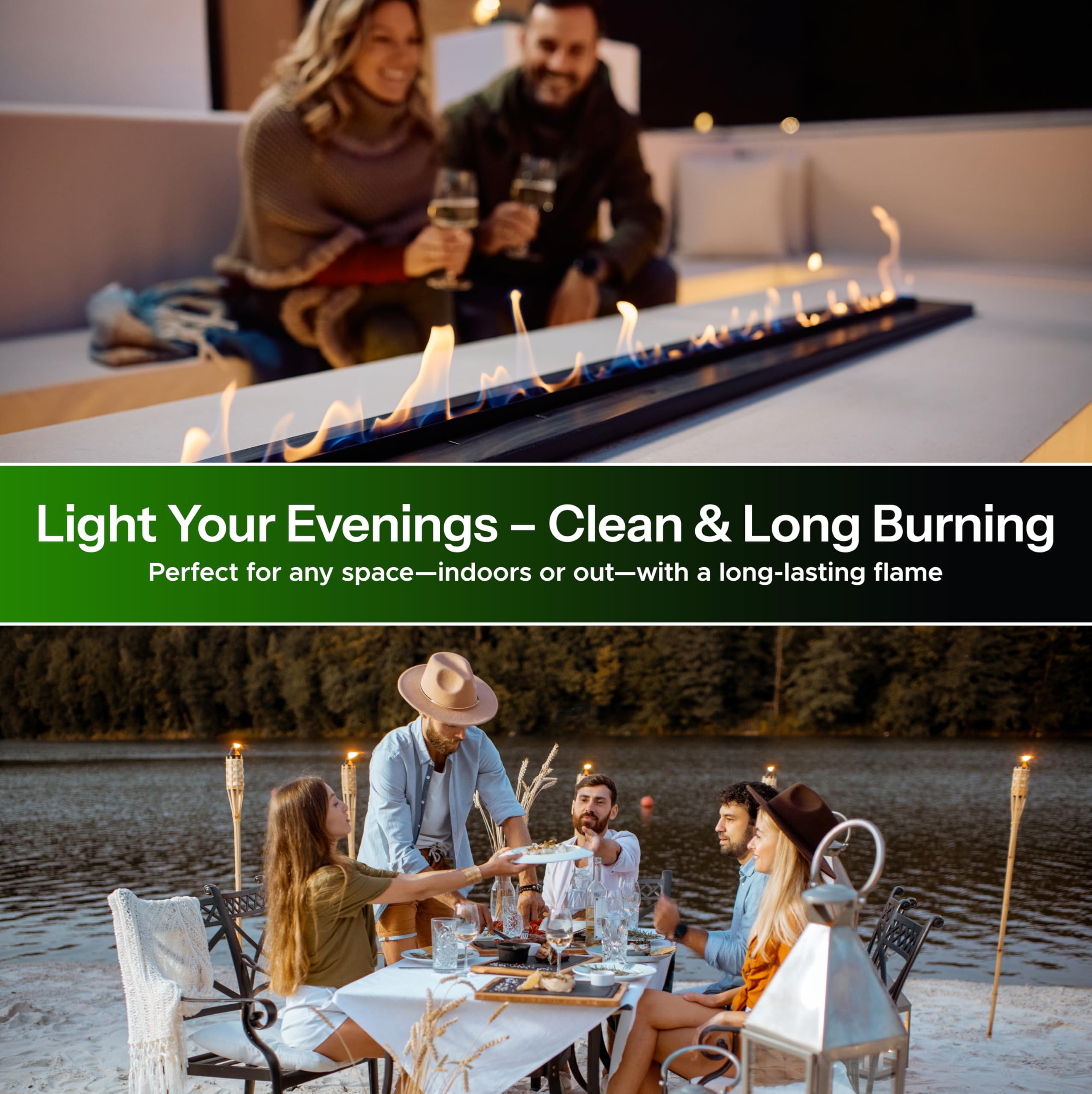 Firefly Fuel Eucalyptus lamp oil pour action shows low-soot burn