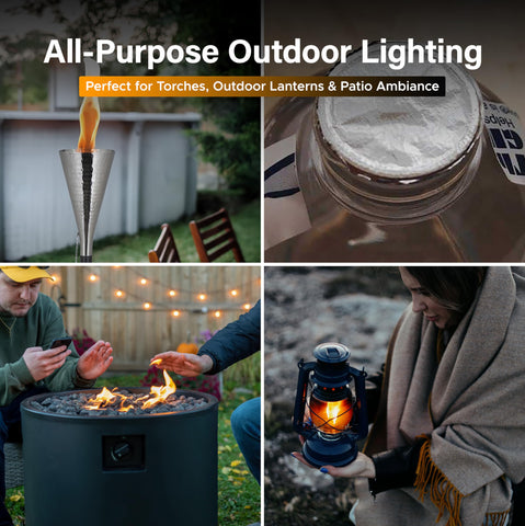 Firefly Fuel Tiki Torch showcasing outdoor ambience and extended burn