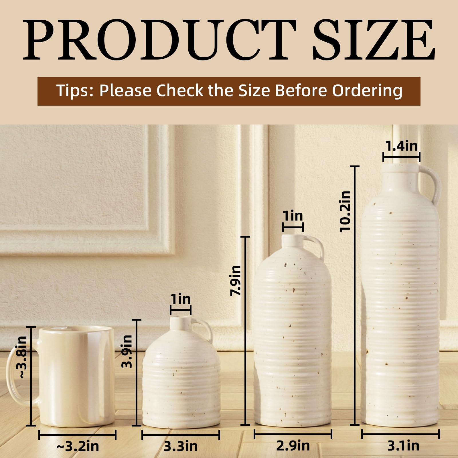 Firehold cream glazed interior vase holds water securely for fresh blooms.