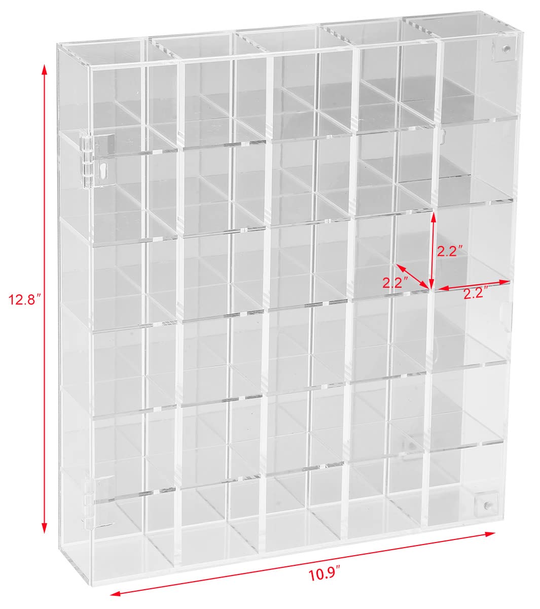 FireOrange wall-mount display case with mirrored rooms for dust-free storage.
