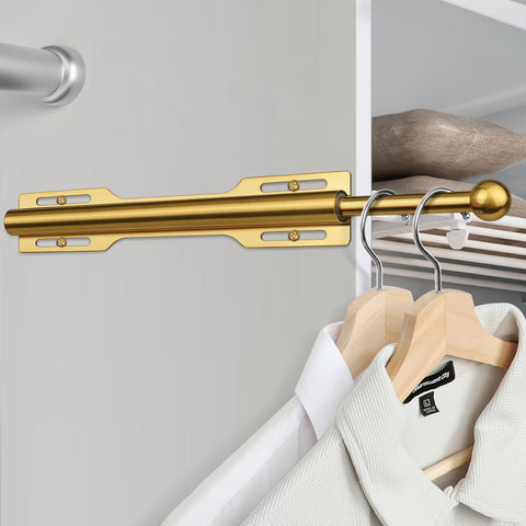 FIRJOY valet rod close-up brushed gold finish highlights sleek hardware details.
