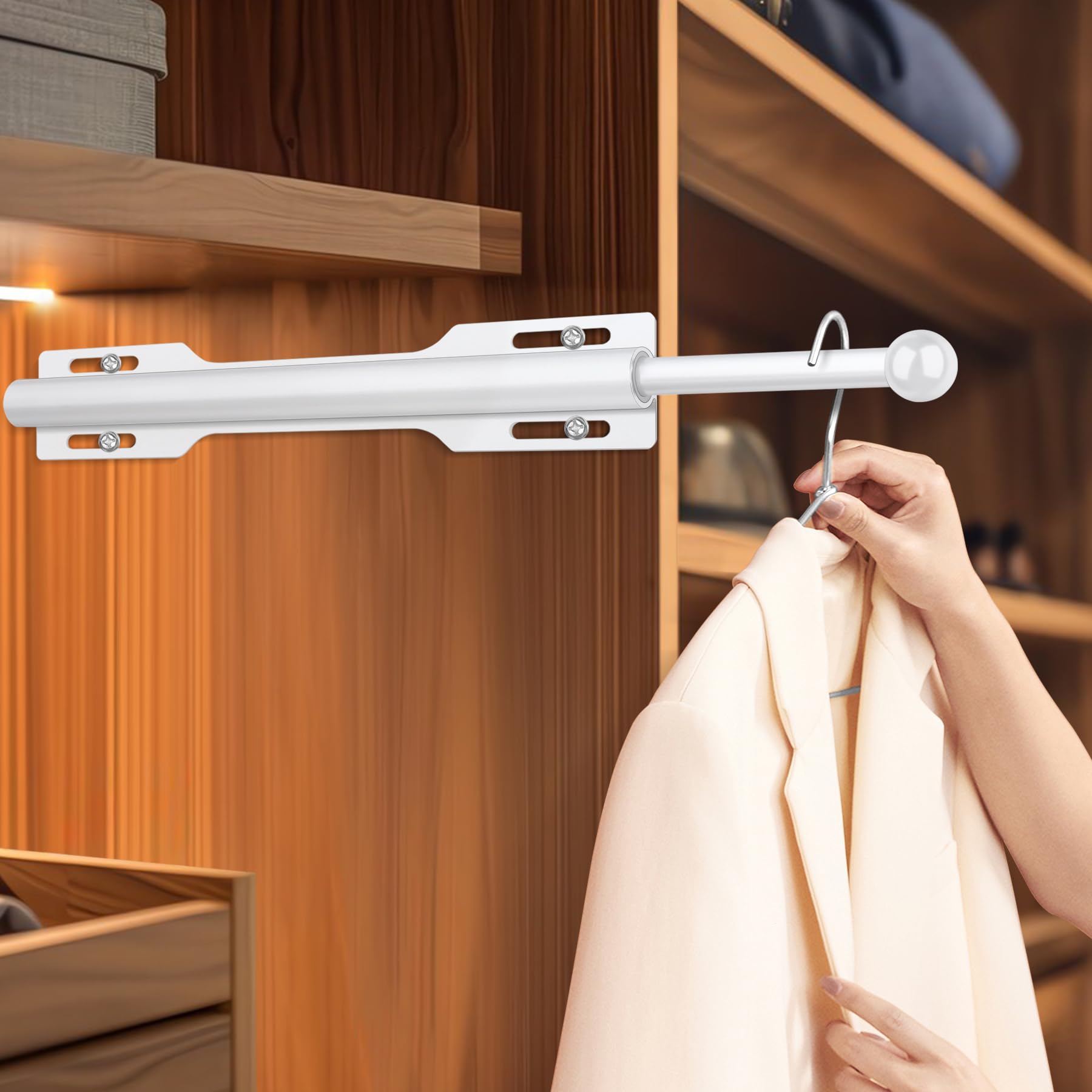 FIRJOY pull-out closet rod in action for next day outfits and quick access