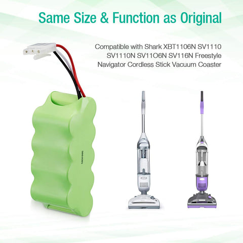 FirstPower battery compatible with Shark Navigator Freestyle models for cordless cleaning.