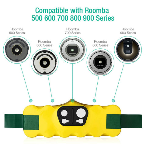 FirstPower Roomba battery label shows CE/FCC/PSE/RoHS certifications for safe operation.