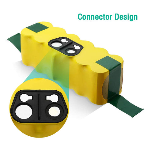 FirstPower Roomba battery recharge port highlights easy charging and maintenance.