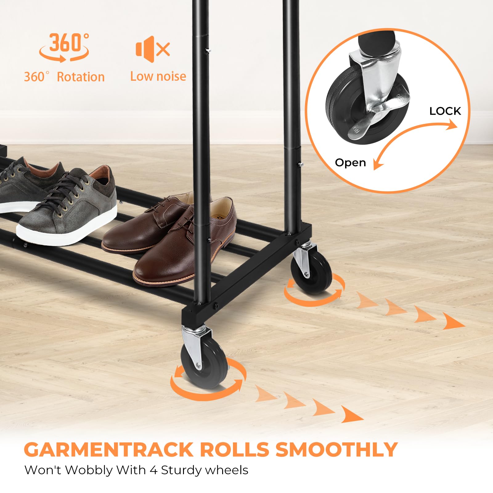 Fishat Stand Portable Garment Rack durable metal frame with rust-resistant finish.