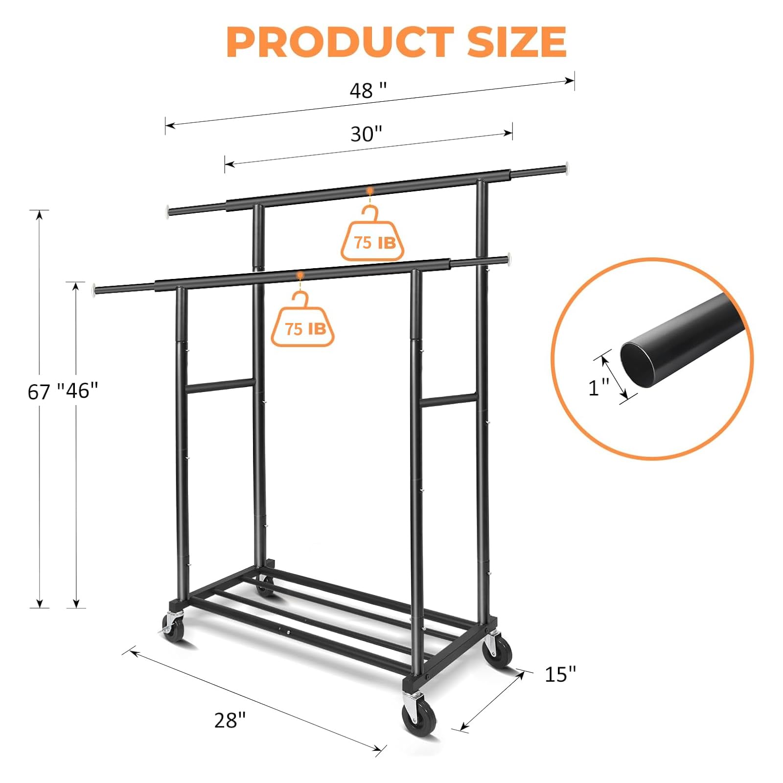 Fishat Stand Portable Garment Rack with integrated hooks for bags and scarves.
