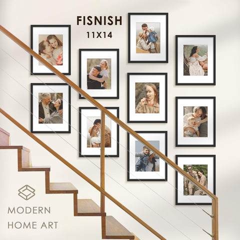 Fisnish 11x14 frame with plexiglass protection keeps photos clear.