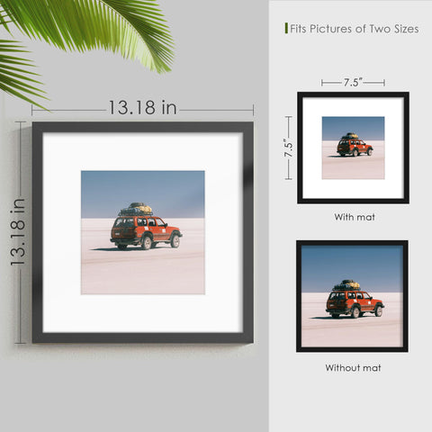 Fisnish 8x8 mat option demonstrates flexible display within a 12x12 frame, great for color-coordinated walls.