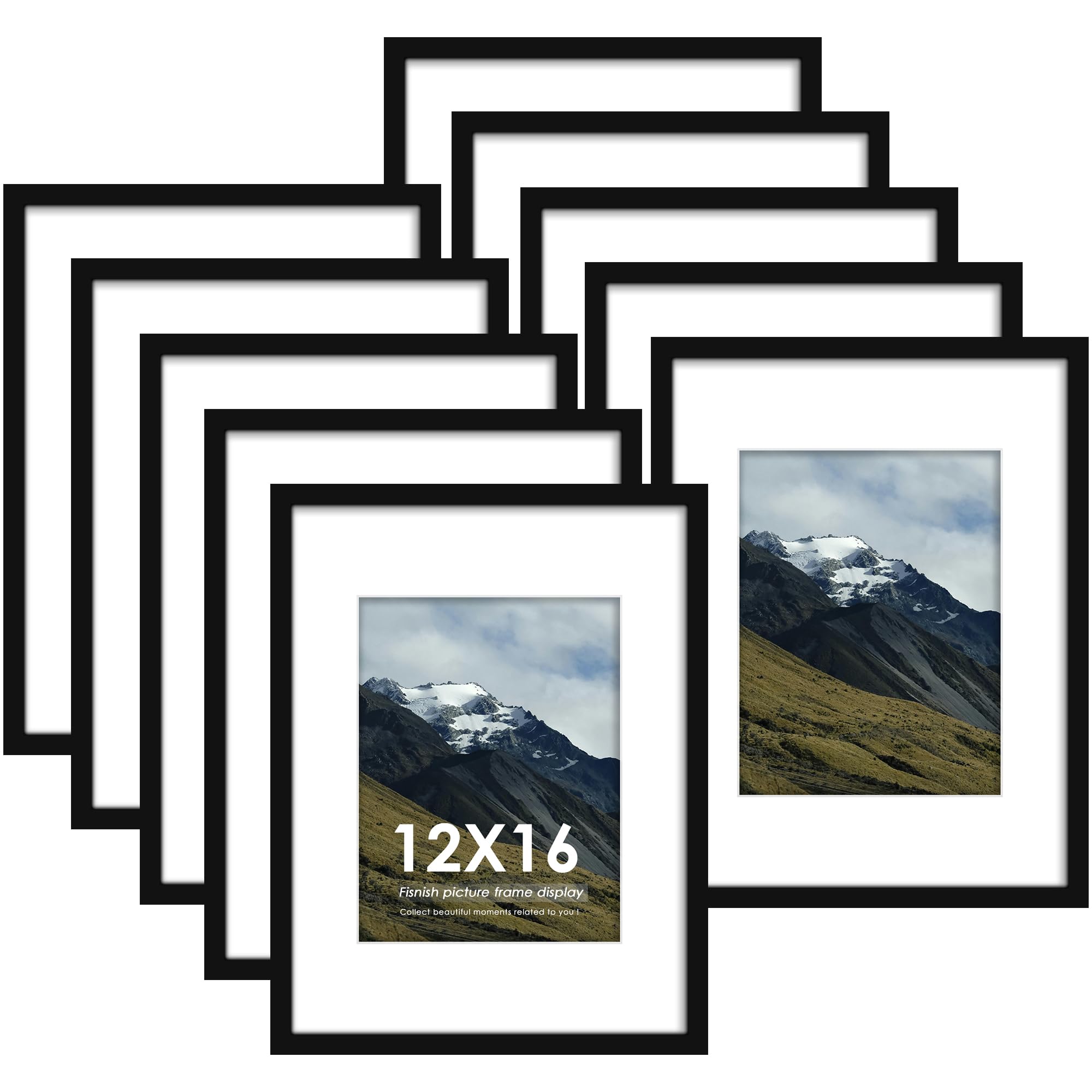 Fisnish 12x16 frame set in MDF wood ready for durable wall display.