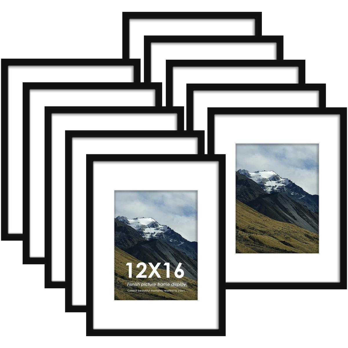 Fisnish 12x16 frame set in MDF wood ready for durable wall display.