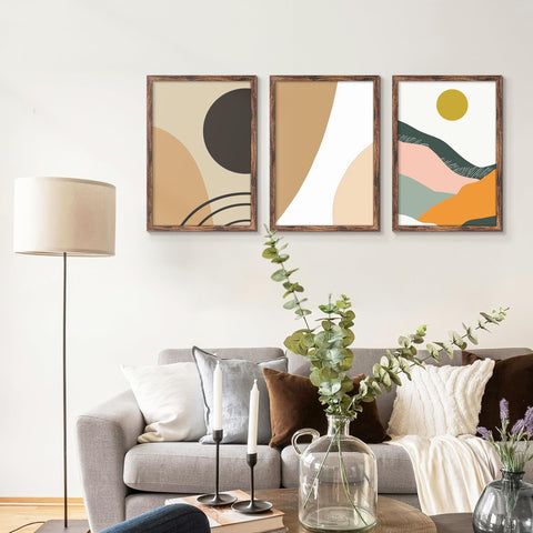 Fisnish 15x22 brown frame fits bedrooms, living rooms, and offices.