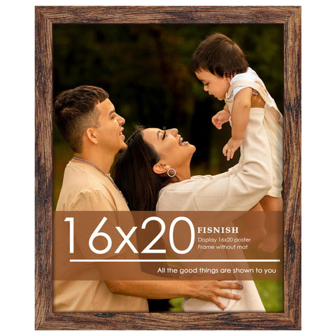 Fisnish 16x20 frame front view in classic brown for elegant wall display
