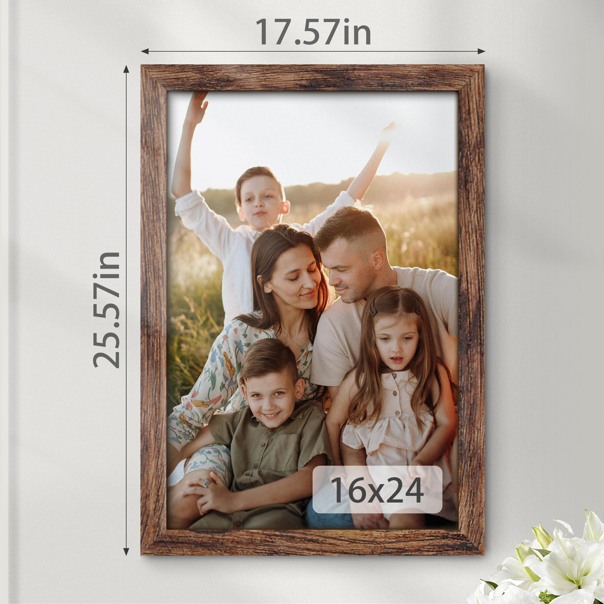 Fisnish 16x24 frame back hardware facilitates easy hanging.