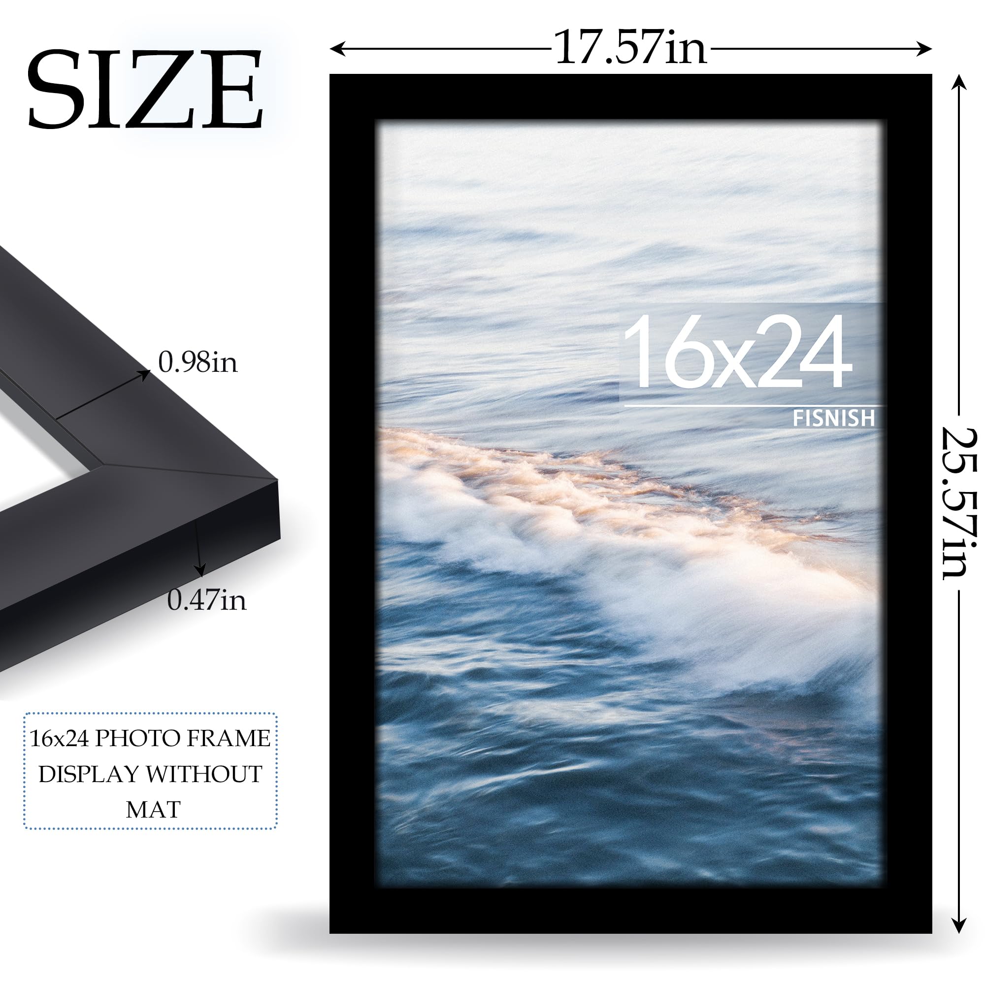 Fisnish 16x24 frame back panel highlighting easy photo swap mechanism