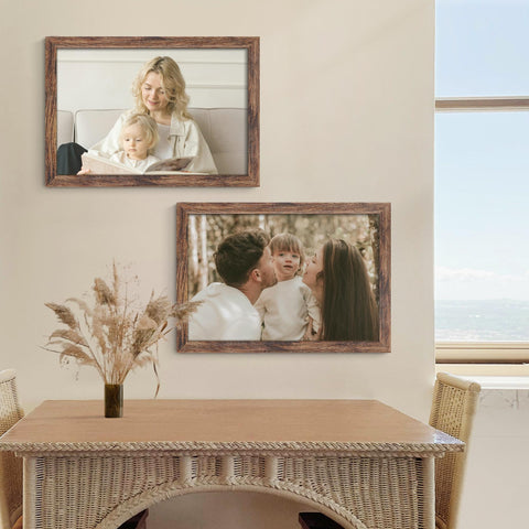Fisnish 16x24 frame supports horizontal or vertical wall mounting.