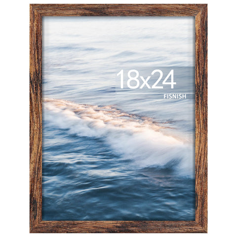 Fisnish 18x24 frame front view in brown with sturdy wood and crystal-clear plexiglass