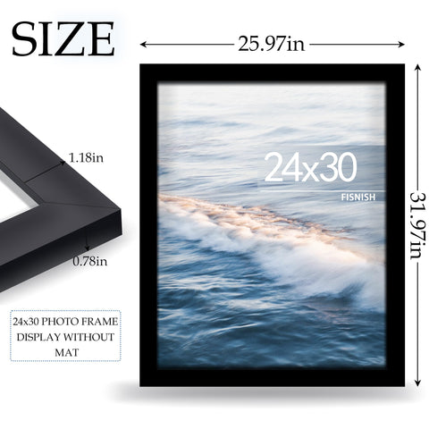 Fisnish 24x30 poster frame plexiglass close-up with protective film guarding against scratches.