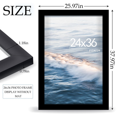 Fisnish 24x36 poster-frame easy-install makes photo swaps quick and simple.