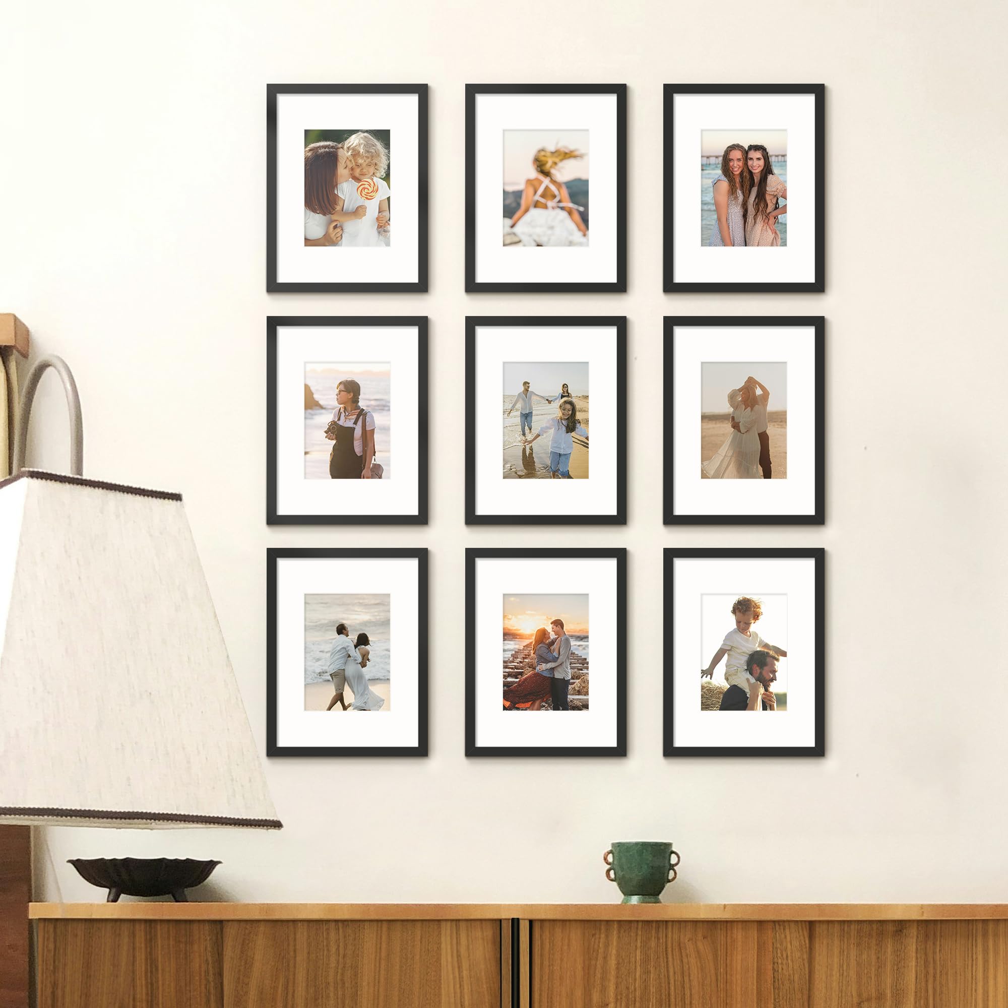 Fisnish 6x8 photo frame with mat creates clean borders for gallery-ready displays.