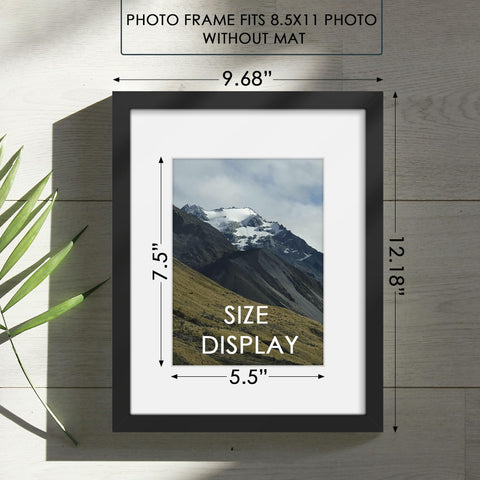 Fisnish 8.5x11 frame showing 6x8 photo with mat display.