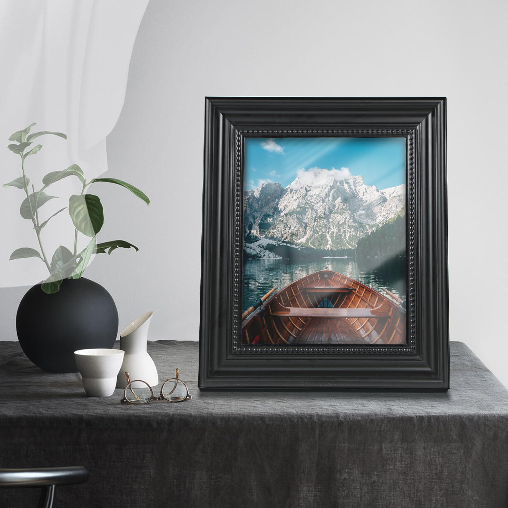 Fisnish 8x10 frame in black finish complements any decor
