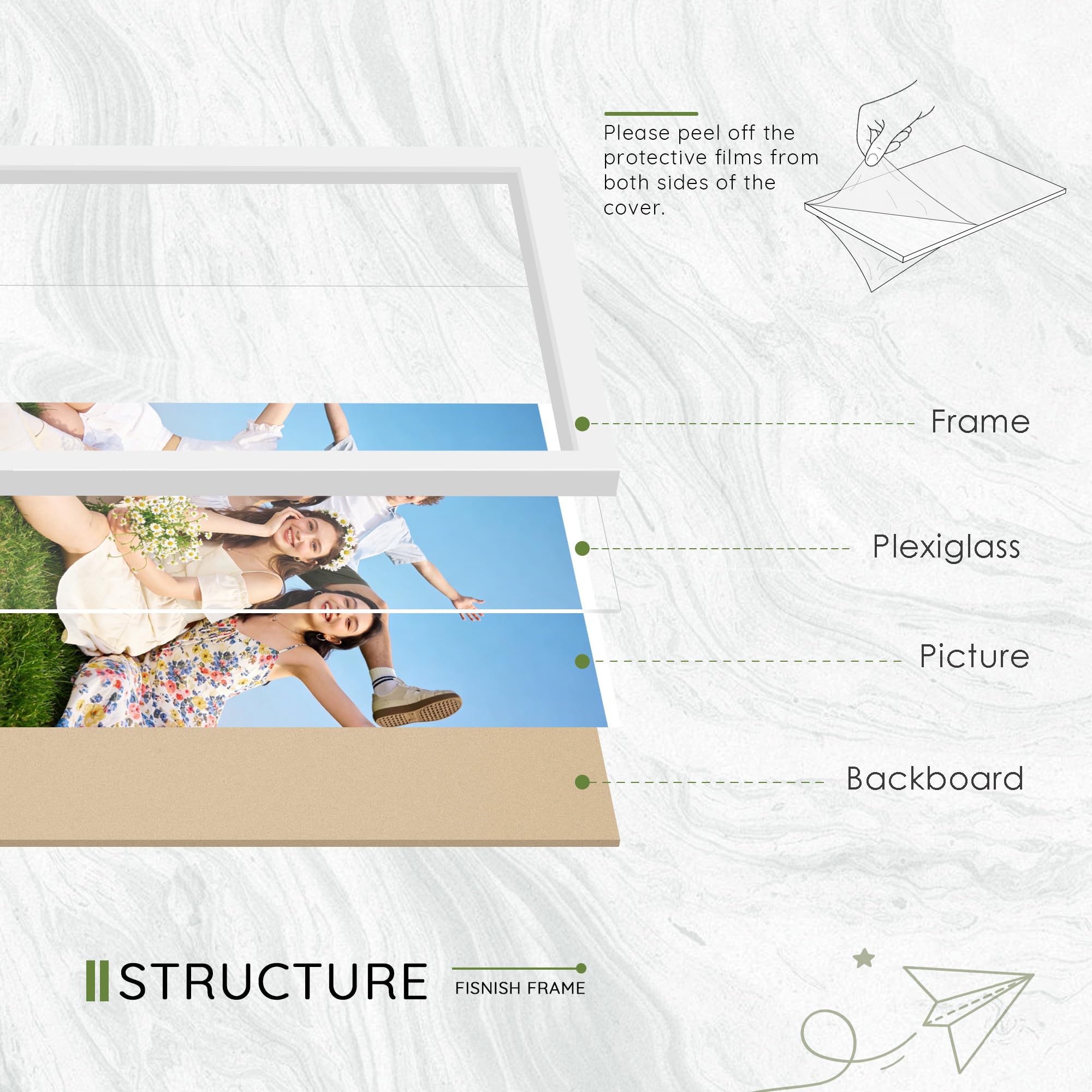 Fisnish 8x10 white frame with mat-free design maximizing artwork visibility