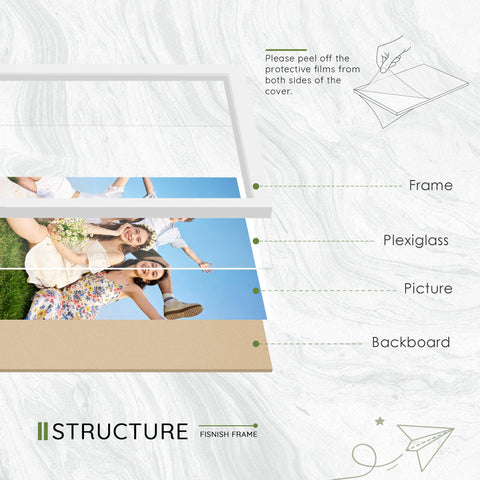 Fisnish 8x10 white frame with mat-free design maximizing artwork visibility