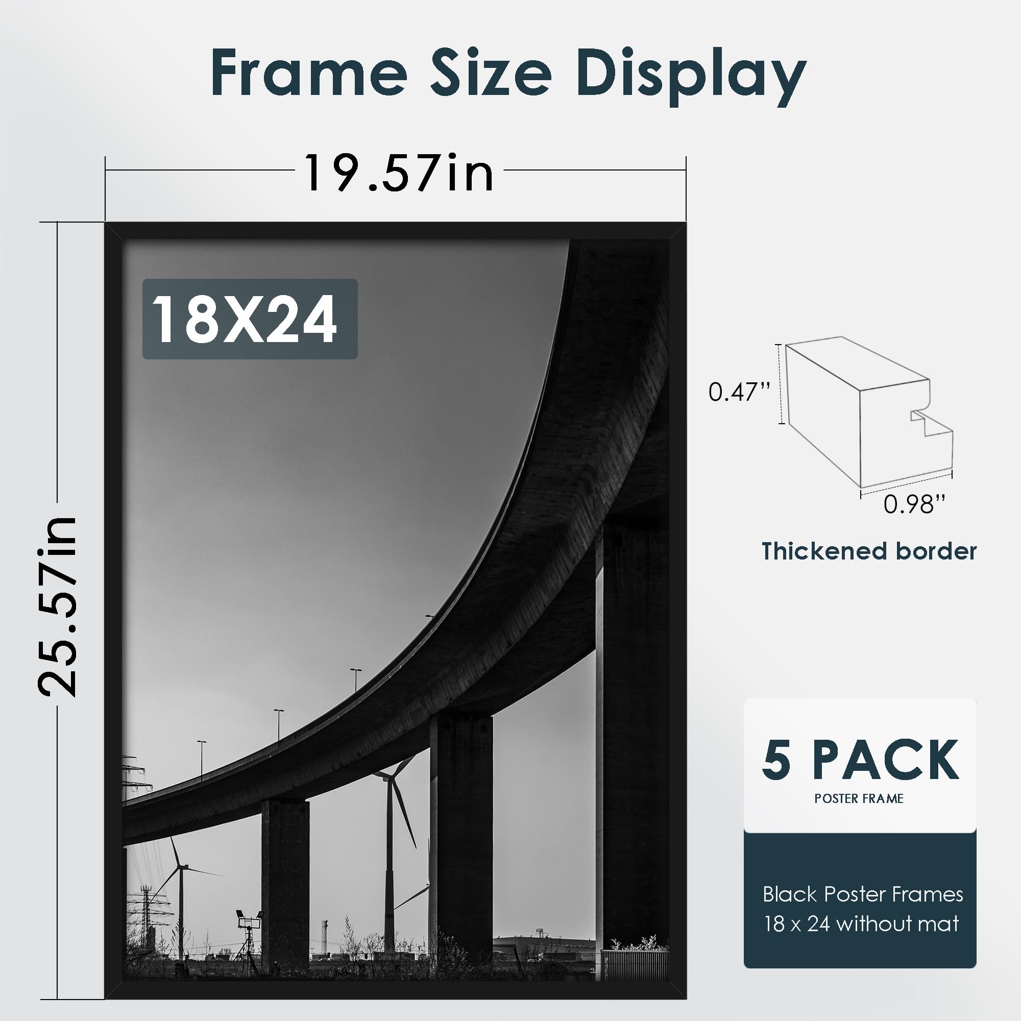 Fisnish black poster frame 18x24 with edge-to-edge display.