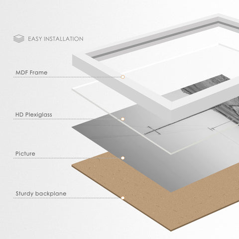 Fisnish 24x36 frame with wall-mount hardware for horizontal or vertical setup.